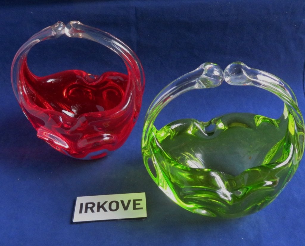 MURANO KRISTAL * 2 MANDJES * Rood en Groen *, Antiek en Kunst, Verzenden