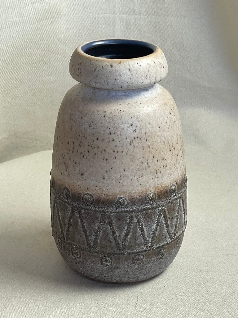 Vintage aardewerk vaas VEB Haldensleben 2801 D, Gebruikt, Ophalen of Verzenden, 19 cm, Steen/keramiek