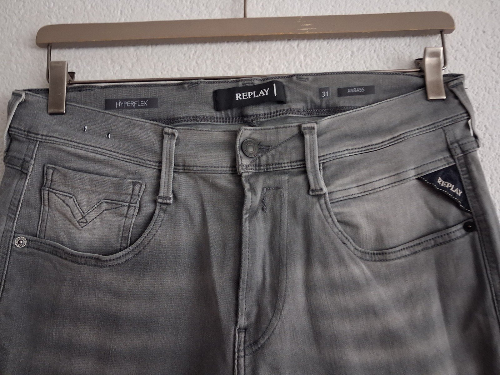 Replay Hyperflex Jeans Grijs W31 L34, W32 (confectie 46) of kleiner, Ophalen of Verzenden, Zo goed als nieuw, Grijs