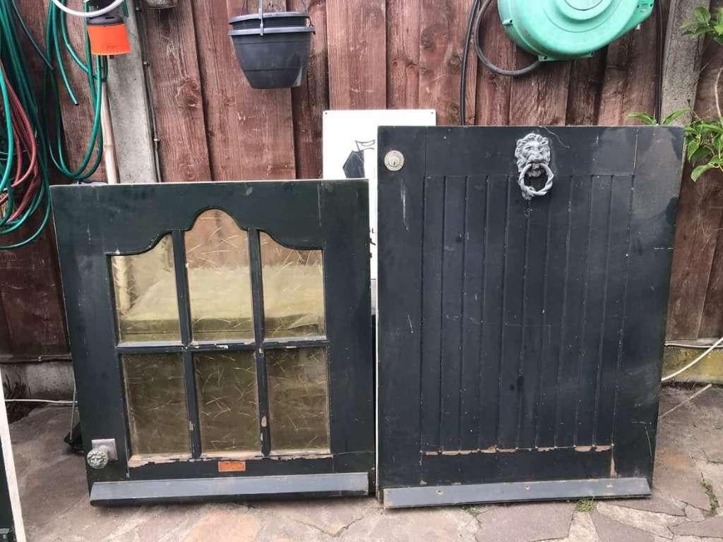 Hardhouten deur, Ophalen, Gebruikt, 80 tot 100 cm, Buitendeur