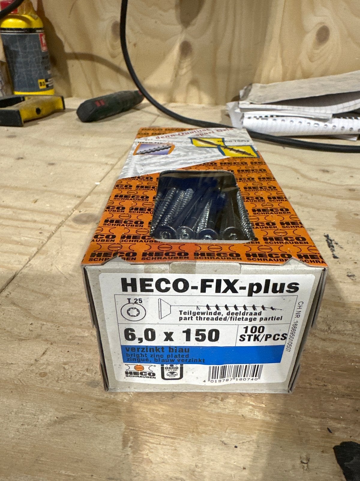 Heco-Fix-Plus schroeven 6x150 mm, verzinkt blauw, Ophalen, Nieuw, 100 tot 250 mm, Schroeven