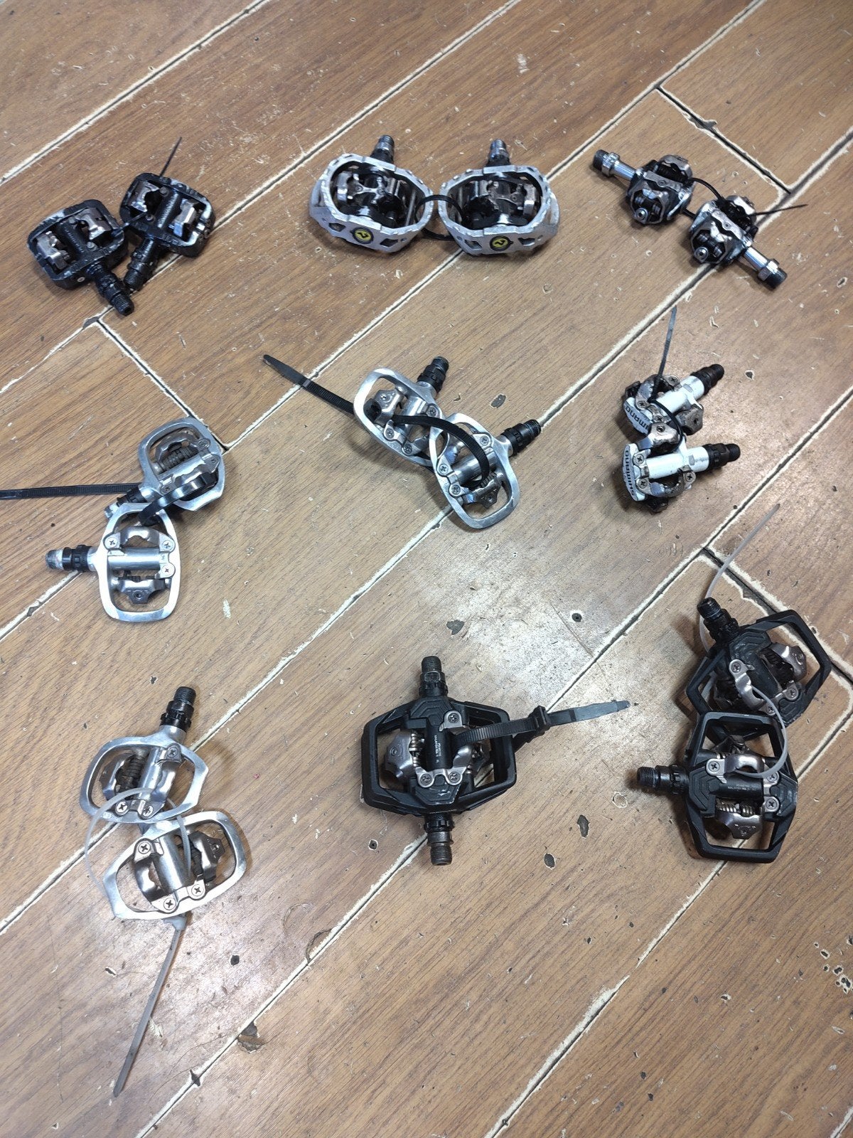 9x set SPD pedalen, Fietsen en Brommers, Fietsonderdelen, Crankstel of Pedalen, Gebruikt, -, -
