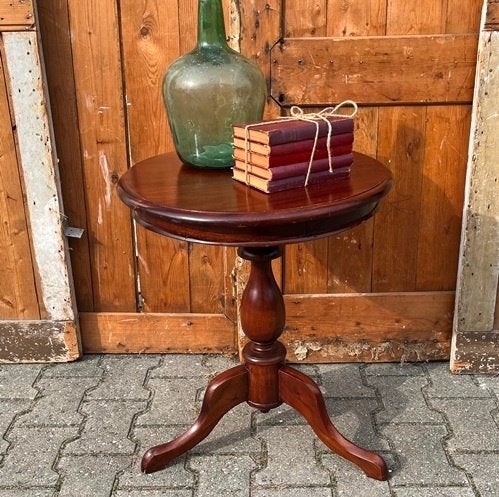 Wijntafel bijzettafel haltafel hout Ø 49,5 cm hoogte 61 cm, Gebruikt, Rond, Minder dan 50 cm, Ophalen of Verzenden