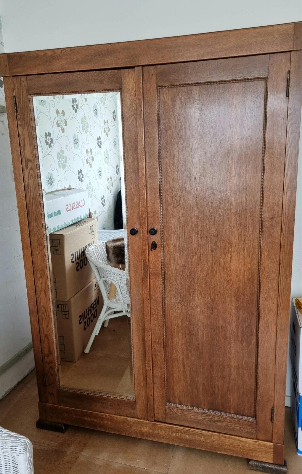antieke linnenkast art deco, Ophalen, 100 tot 150 cm, Art deco, 150 tot 200 cm