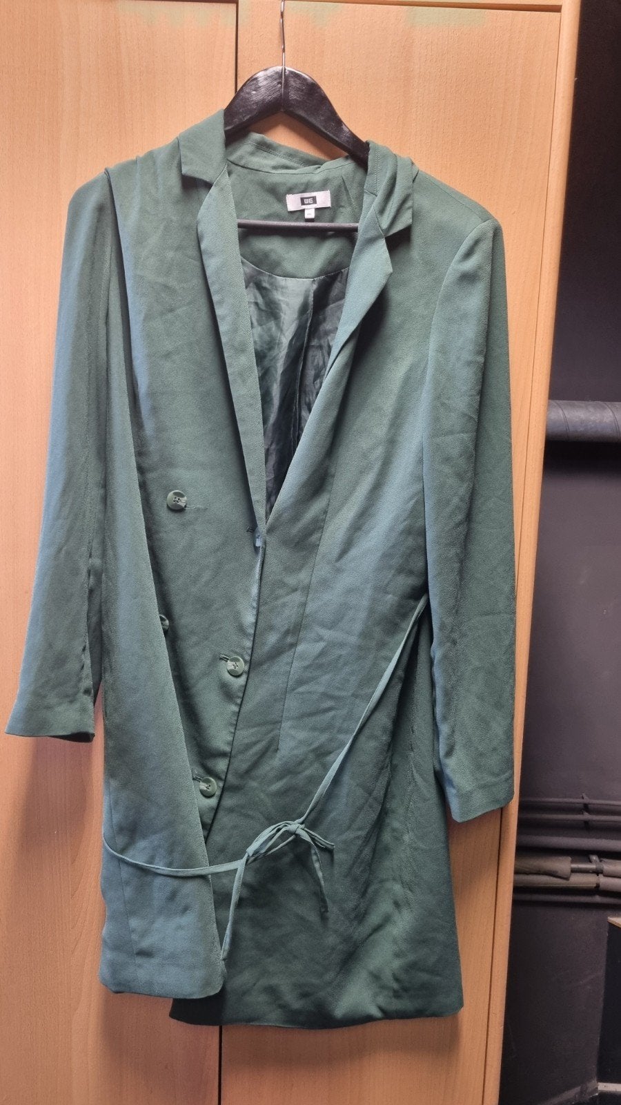 Mooie gevoerde lange groene blazer van WE, maat 50, WE, Maat 46/48 (XL) of groter, Ophalen of Verzenden, Jasje