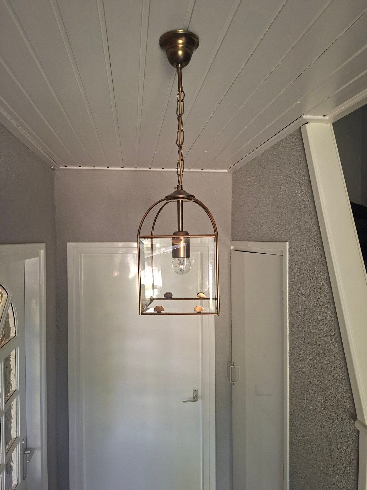 Sierlijke hanglamp, Huis en Inrichting, Gebruikt, Klassiek, Modern, Sierlijk, Glas, E27 (groot)