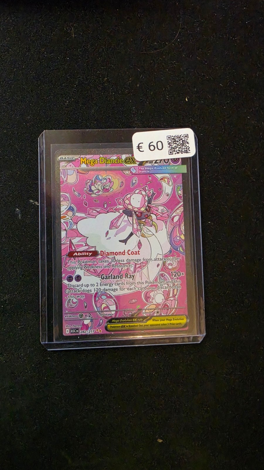 Mega Diancie EX Pokémon Kaart - Full Art (282/217), Ophalen of Verzenden, Zo goed als nieuw, Losse kaart