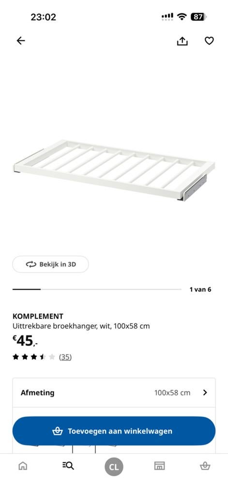 Broekenhanger 100x58cm, Ophalen, Zo goed als nieuw