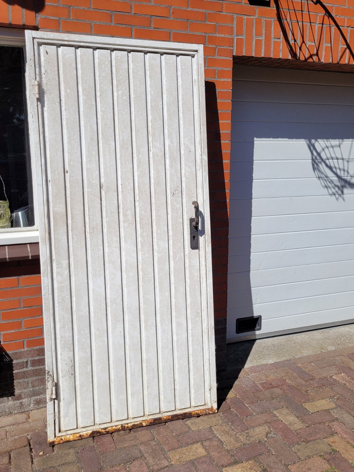 Gebruikte metalen buitendeur met kozijn 83x198, Doe-het-zelf en Verbouw, Deuren en Horren, Ophalen, Gebruikt, 80 tot 100 cm, Buitendeur