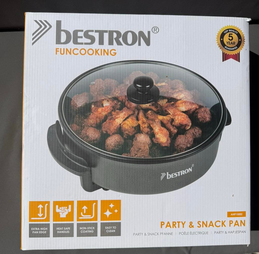 Nieuw! Bestron elektrische party & snackpan, Huis en Inrichting, Ophalen, Zo goed als nieuw, Overige materialen
