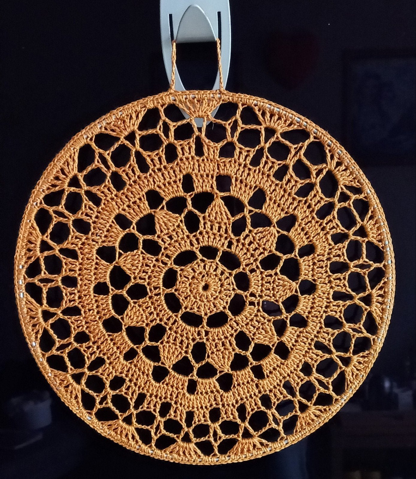 Handgemaakt gehaakt mandala wanddecoratie, Ophalen of Verzenden, Zo goed als nieuw, Haken, Overige typen