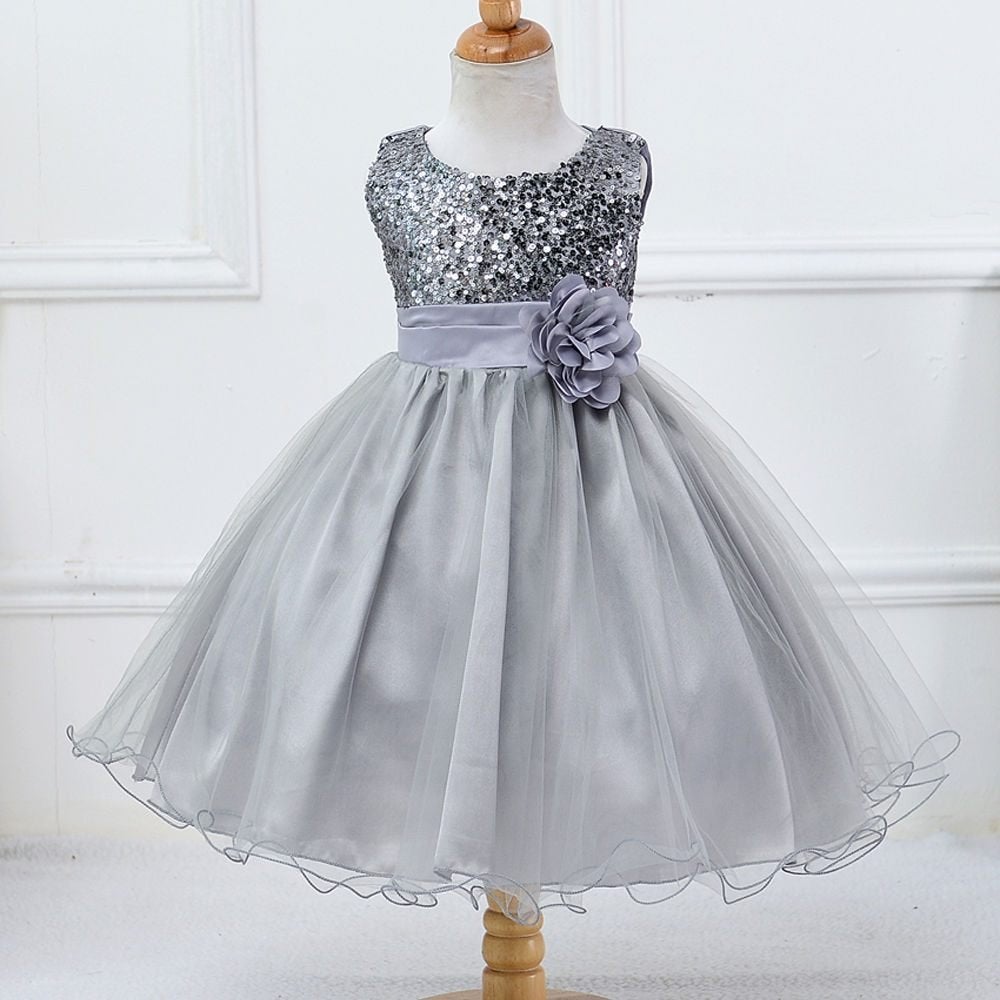 Grijze glitter meisjes jurk prinsessenjurk jurkje kinder, Verzenden, Nieuw, 110 t/m 116, Meisje
