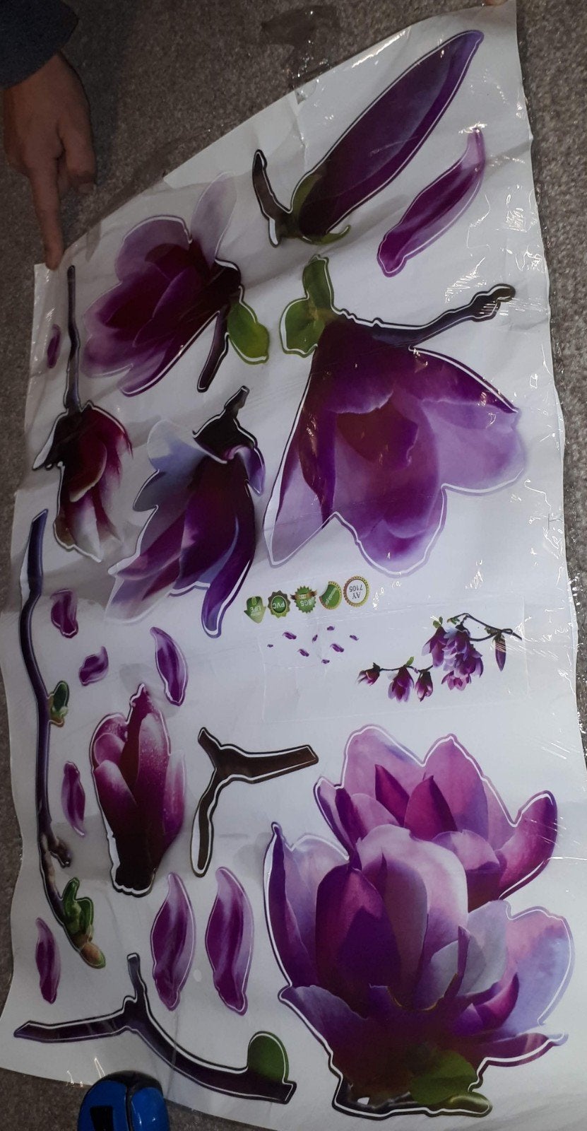 Muurstickers paarse bloemen - Decoratieve wanddecoratie, Decoratieobject, Ophalen of Verzenden, Zo goed als nieuw, Kunststof