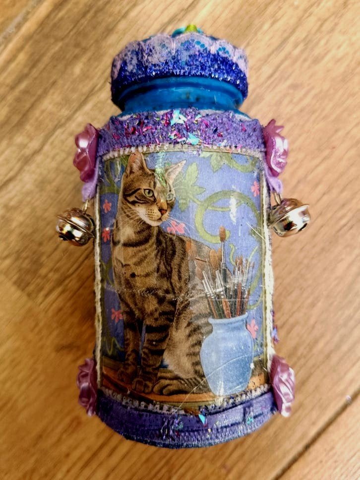 Kat - mini flesje Deco, Ophalen of Verzenden, Nieuw, Rond, Riet