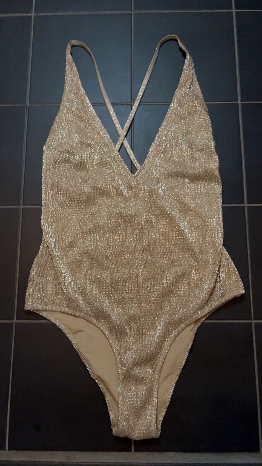 Gouden badpak H&M maat 38, H&M, Badpak, Ophalen of Verzenden, Zo goed als nieuw