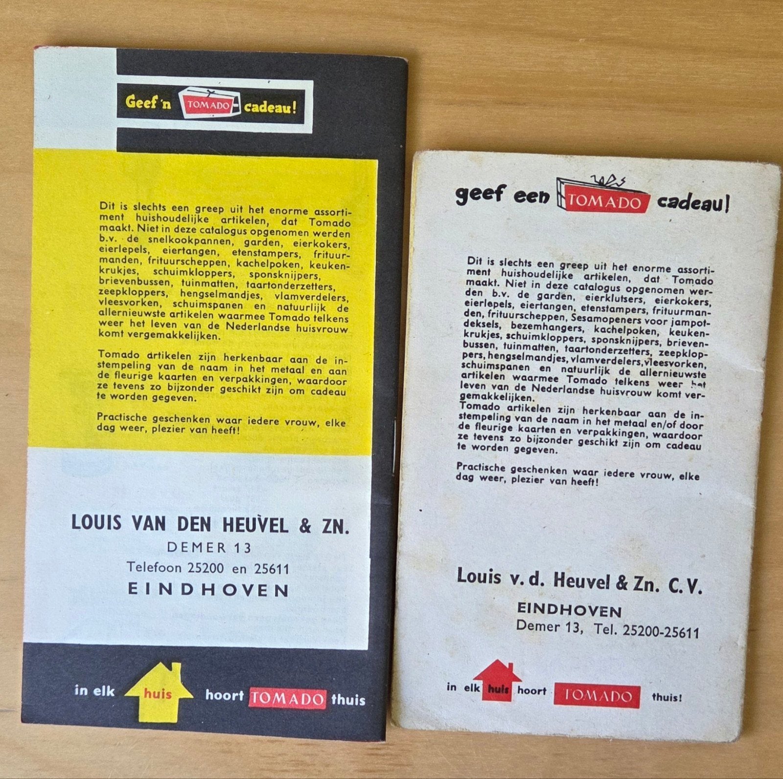 Vintage Tomado Cadeau Advertentie boekjes (2 stuks), Ophalen of Verzenden, 1940 tot 1960, Nederland, Tijdschrift