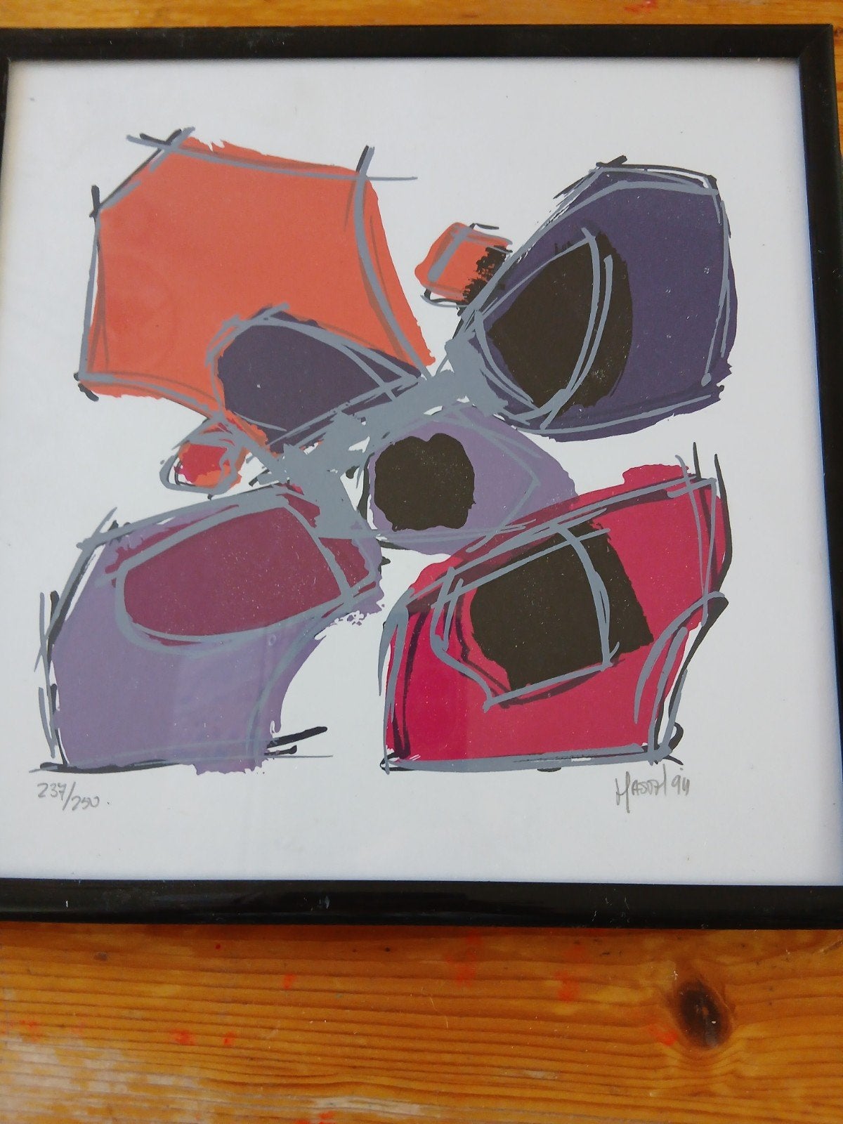 Zeefdruk van Ad Van Hasselt 94 - Abstracte compositie, Antiek en Kunst, Kunst | Litho's en Zeefdrukken, Ingelijst, Ophalen of Verzenden