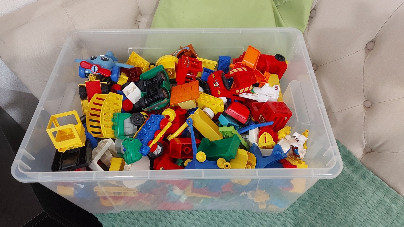 Grote doos vol Duplo blokken en voertuigen, Kinderen en Baby's, Speelgoed | Duplo en Lego, Ophalen of Verzenden, Gebruikt, Losse stenen