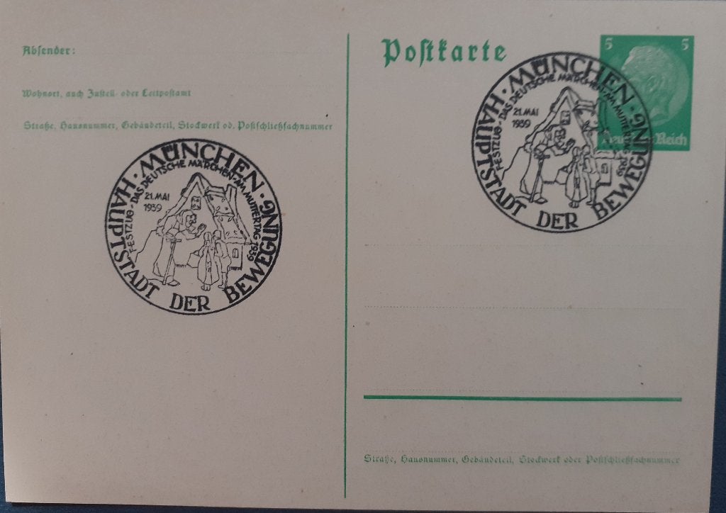 Deutsches Reich Briefkaart 1939 Munchen, Postzegels en Munten, Brieven en Enveloppen | Buitenland, Ophalen of Verzenden, Briefkaart