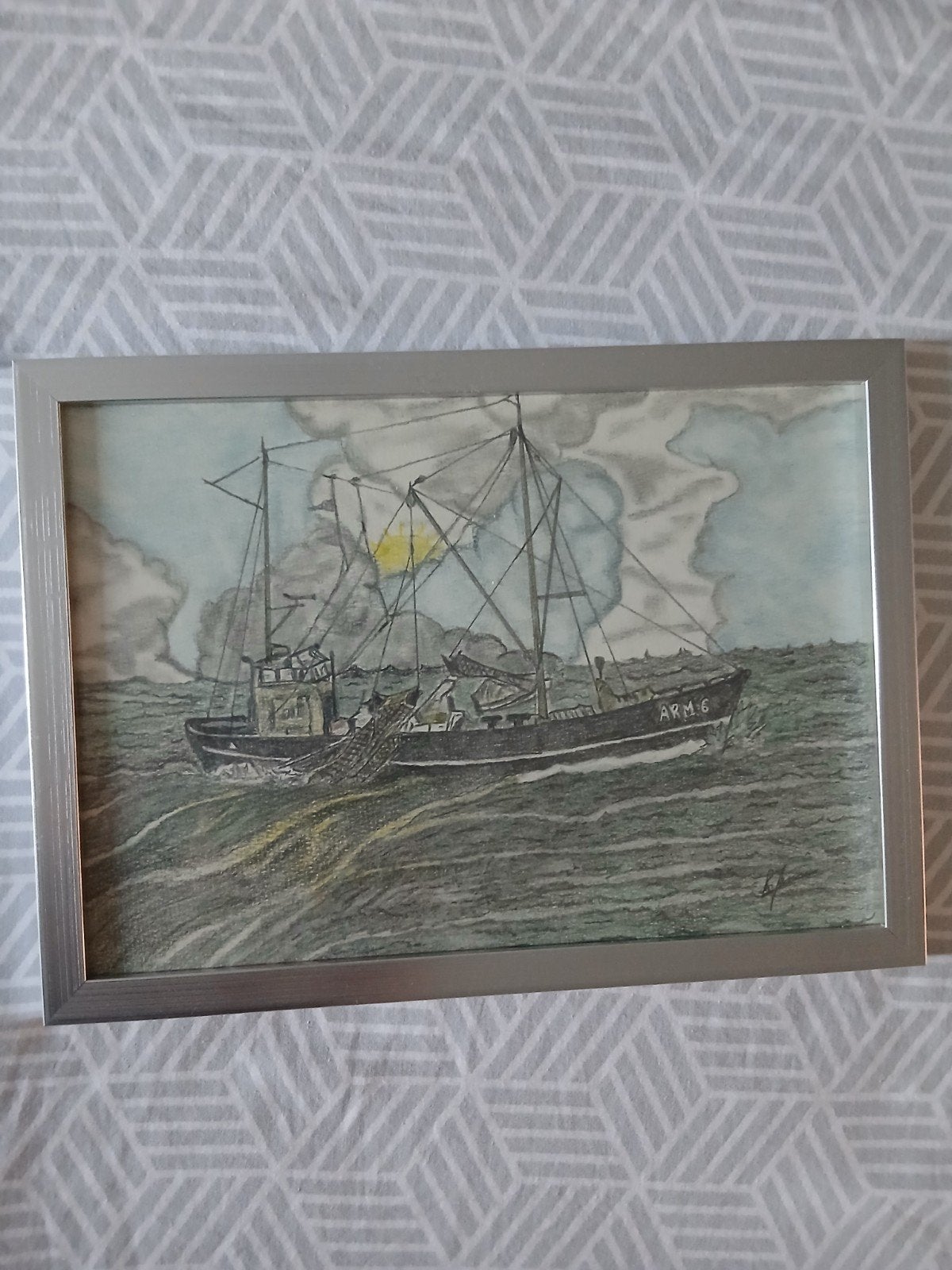 Orgn.tekening van viskotter de Arnemuiden 6, Antiek en Kunst, Ophalen of Verzenden