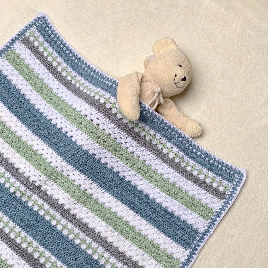 Gehaakt babydekentje, nieuw en handgemaakt, 100% katoen, 80 cm, Nieuw, Ophalen of Verzenden, Blauw