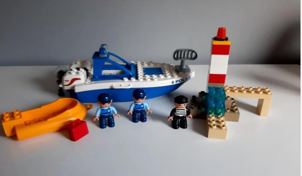 Lego / Duplo politieboot, Ophalen of Verzenden, Zo goed als nieuw, Complete set, Duplo