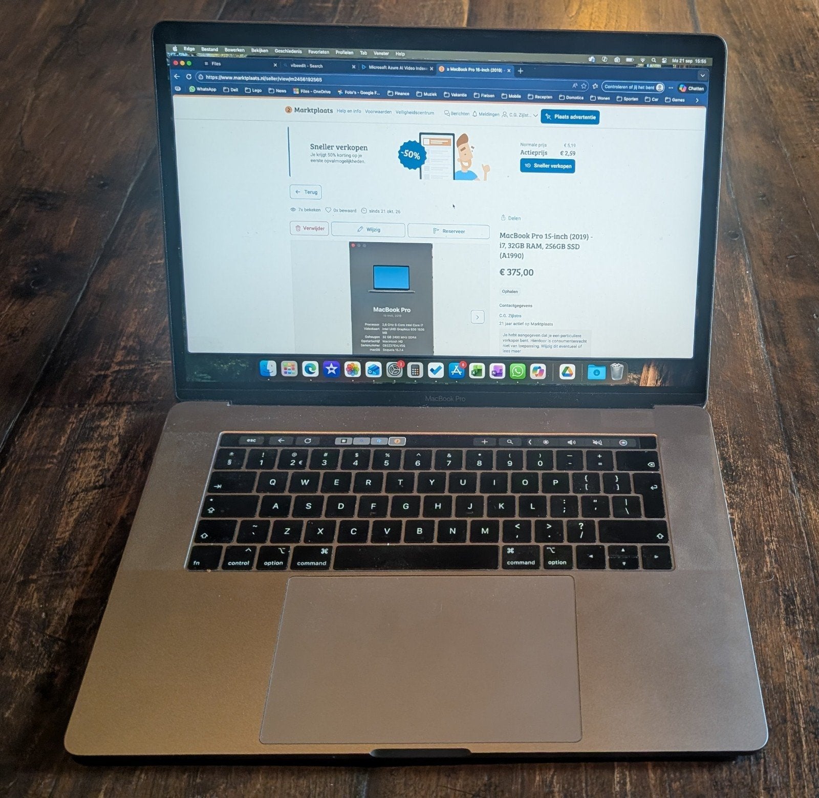 MacBook Pro 15-inch (2019) - i7, 32GB RAM, 256GB SSD (A1990), Computers en Software, Gebruikt, 256 GB, 2 tot 3 Ghz, Ophalen