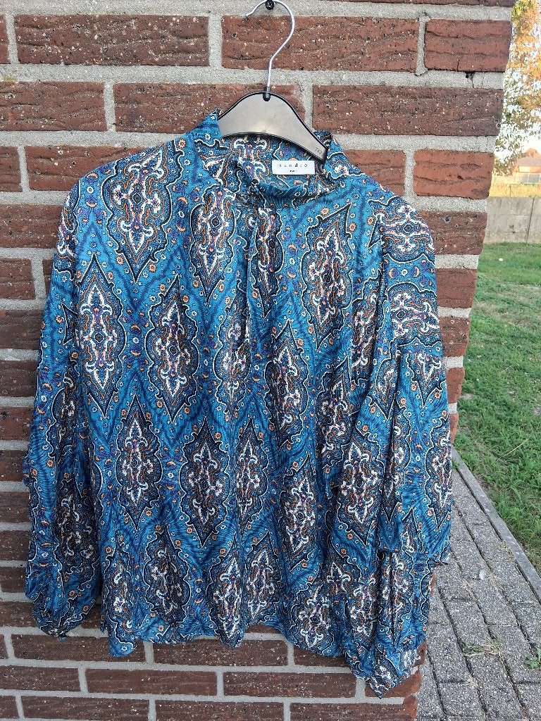 Dames blouse Sandro MtL/42, Blauw, Maat 42/44 (L), Sandro, Ophalen of Verzenden
