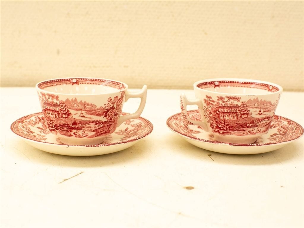 4 delig Alfred meakin staffordshire porseleinen kop en schot, Gebruikt, Ophalen of Verzenden, Bord(en), Wedgwood