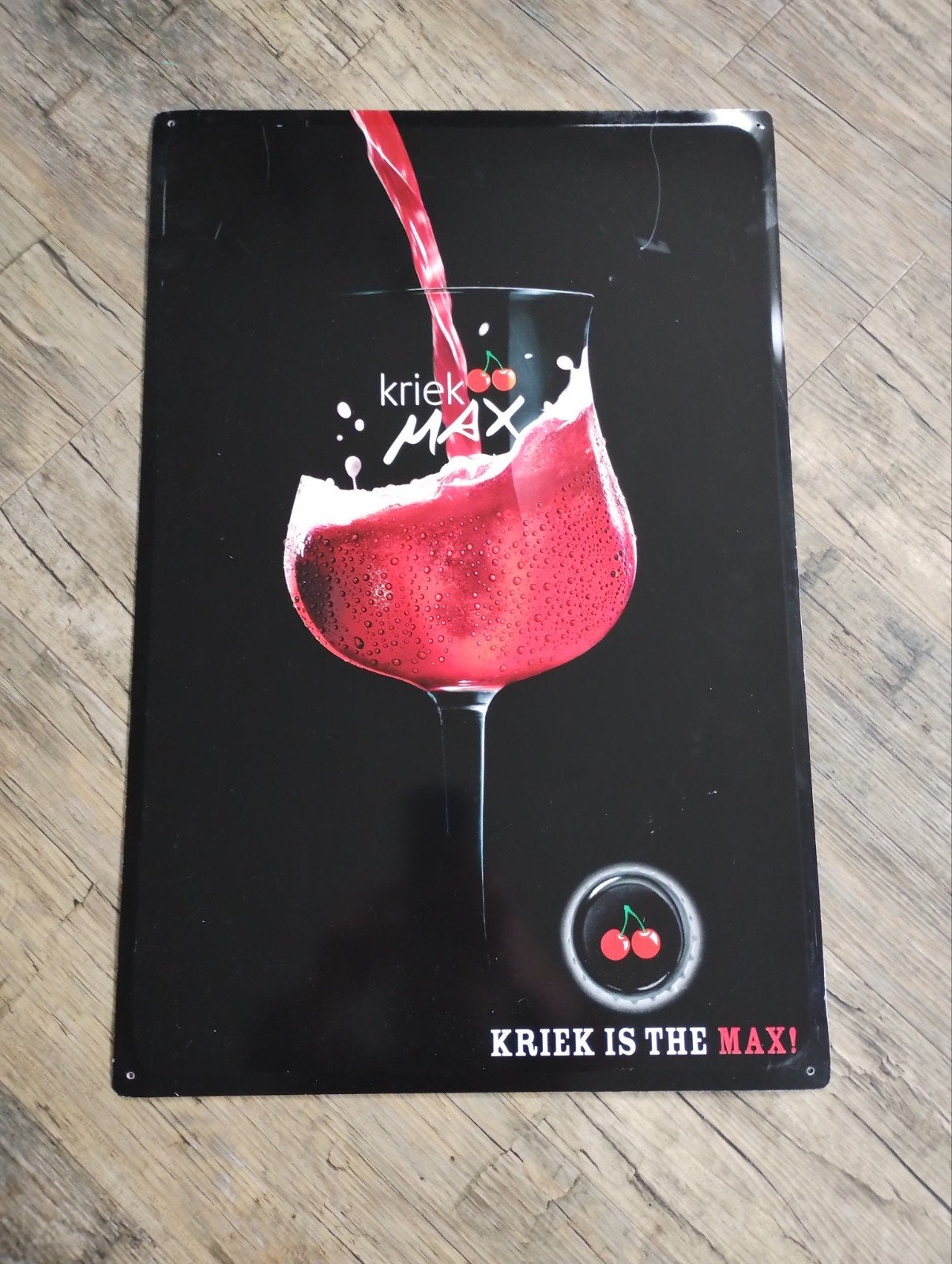 Kriek bier reclamebord, Ophalen of Verzenden, Gebruikt, Reclamebord, Plaat of Schild, Overige merken