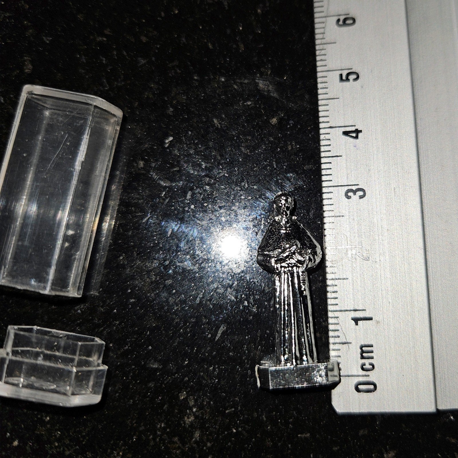 Mini reisheilige in plastic kokertje, Ophalen of Verzenden, Zo goed als nieuw, Beeld(je), Christendom | Katholiek