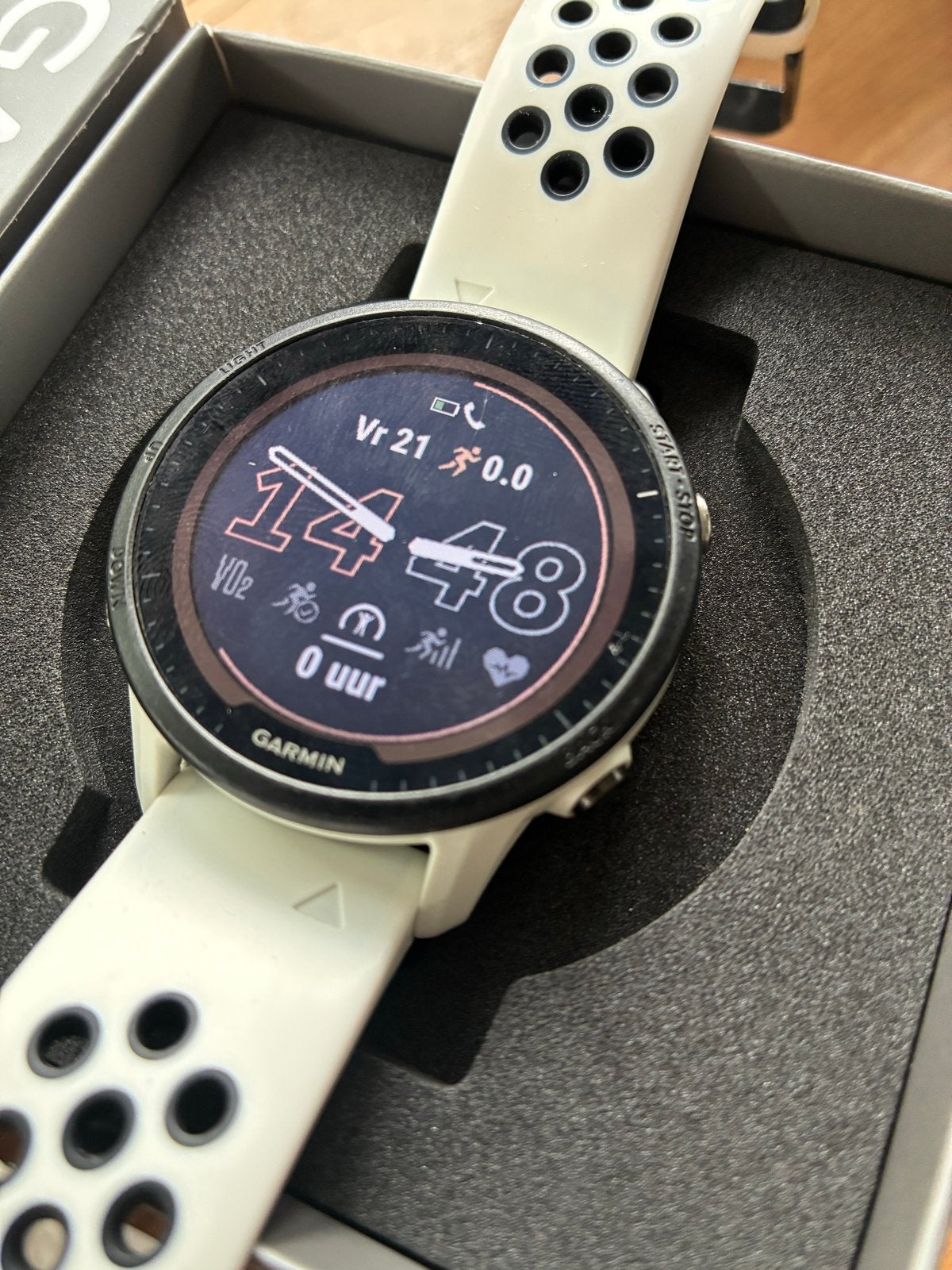 VERKOCHT - Garmin Forerunner 955 Solar, Sieraden, Tassen en Uiterlijk, Sporthorloges, Afstand, Wit, Ophalen of Verzenden, Zo goed als nieuw