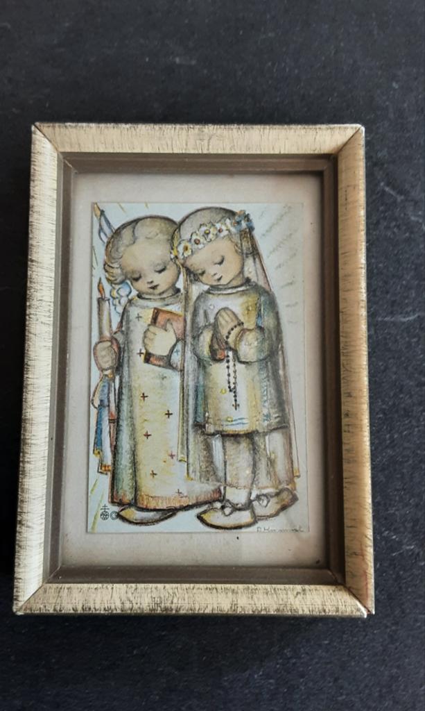 Vintage Hummel Eerste Communie Afbeelding in Lijstje, Ophalen of Verzenden