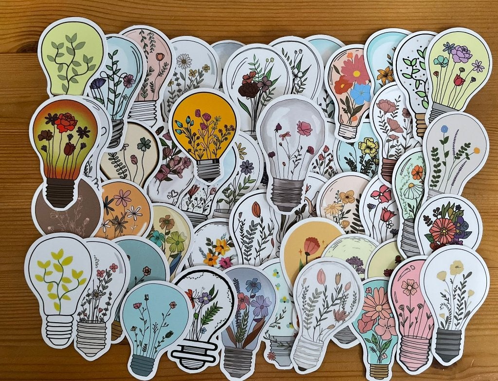Kunst lampjes met bloemen thema stickers, Verzenden, Nieuw, Meerdere stickers