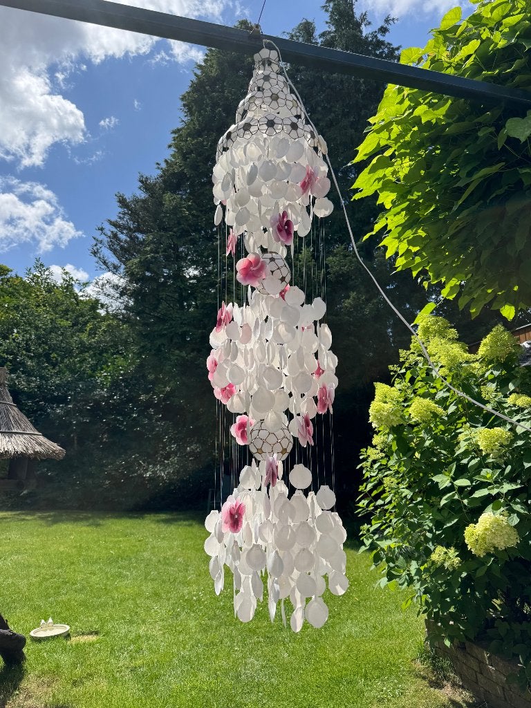 Hanglamp bohemian chique schelpen, Ophalen, Zo goed als nieuw, Kunststof, E14 (klein)