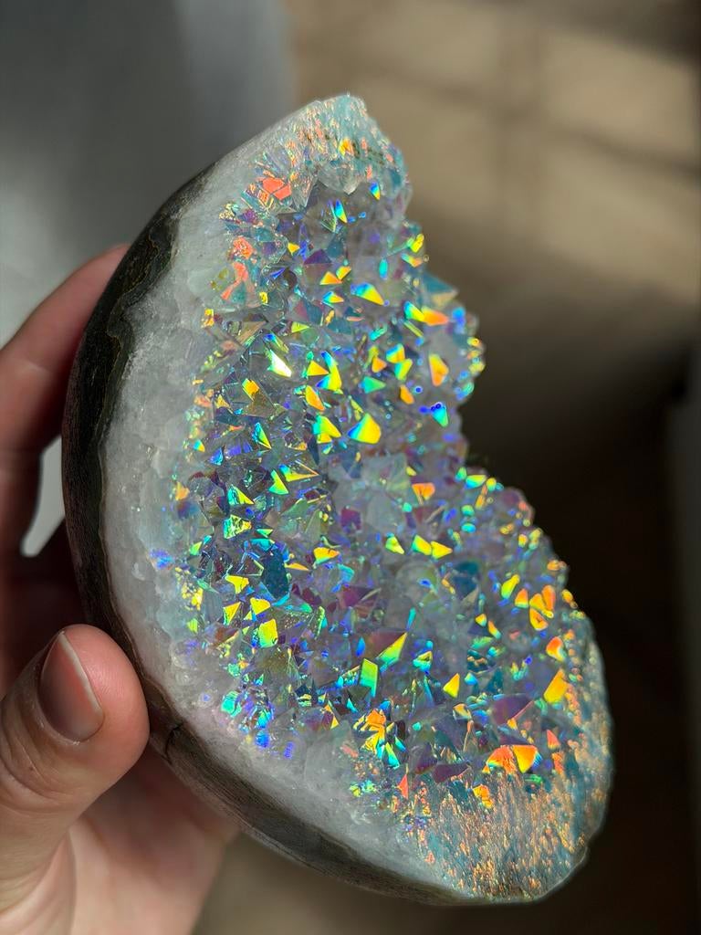Angel Aura Amethist Geode - 1001 gram - Iridescent Pracht, Ophalen of Verzenden, Nieuw