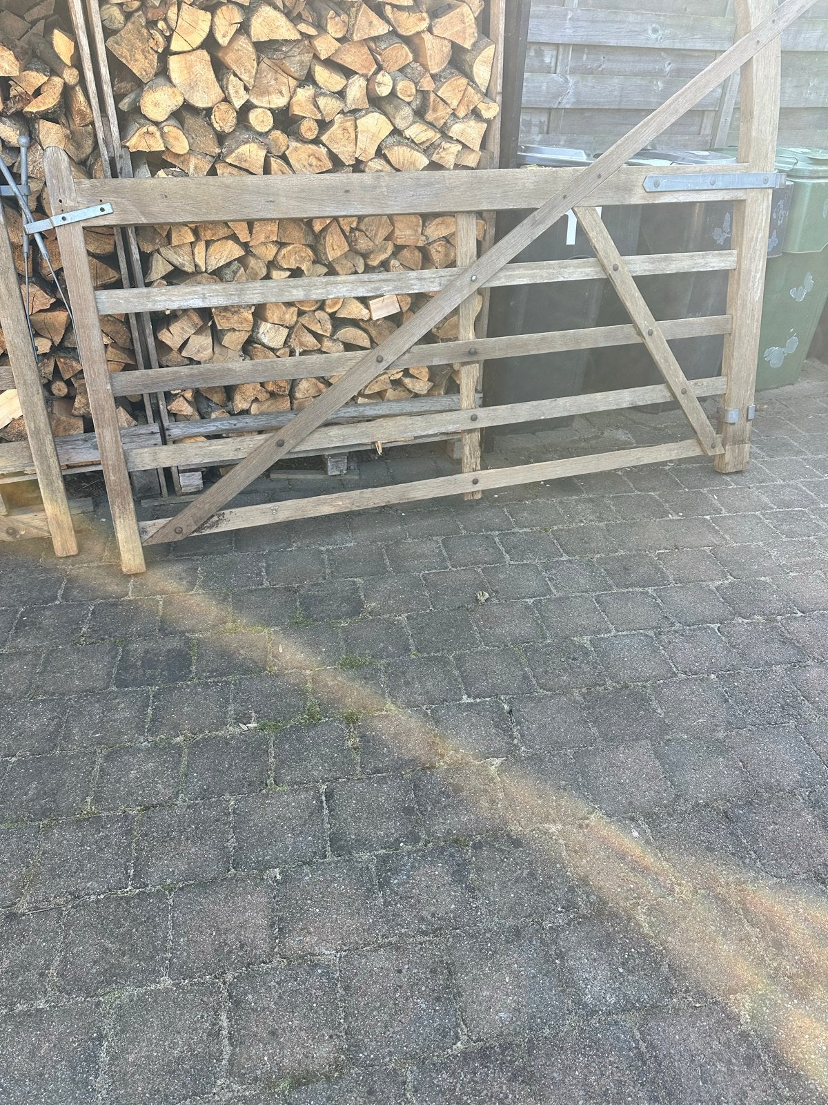 Engelse eikenhouten poort 2 x 250 cm en 1x 170 cm, Ophalen, Met poort, Gebruikt, Tuinhek