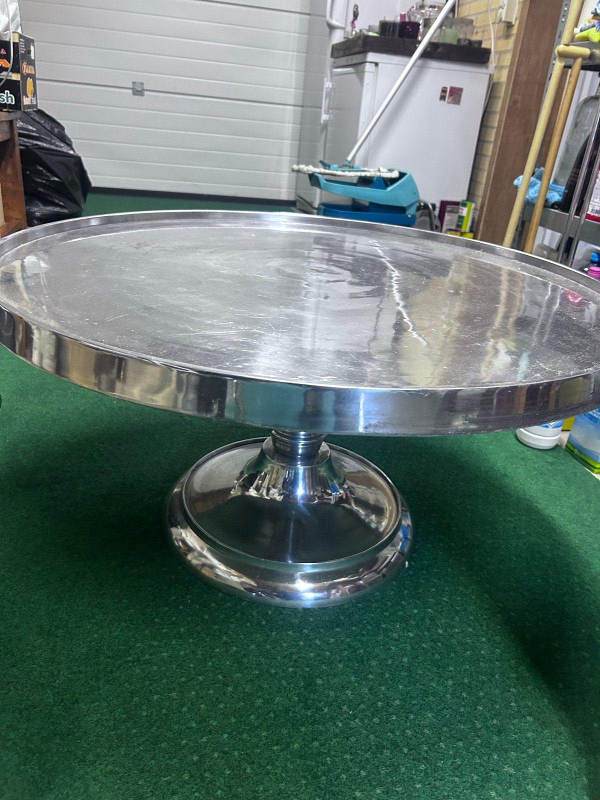 Grote zilverkleurige tafel Maison Medina Coffe table, Gebruikt, Ophalen of Verzenden, Zilver, Metaal