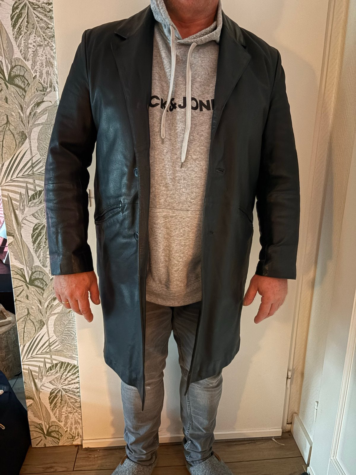 Zwarte Leren Herenjas - Klassiek Model, Kleding | Heren, Ophalen of Verzenden, Zo goed als nieuw, Overige maten, Zwart