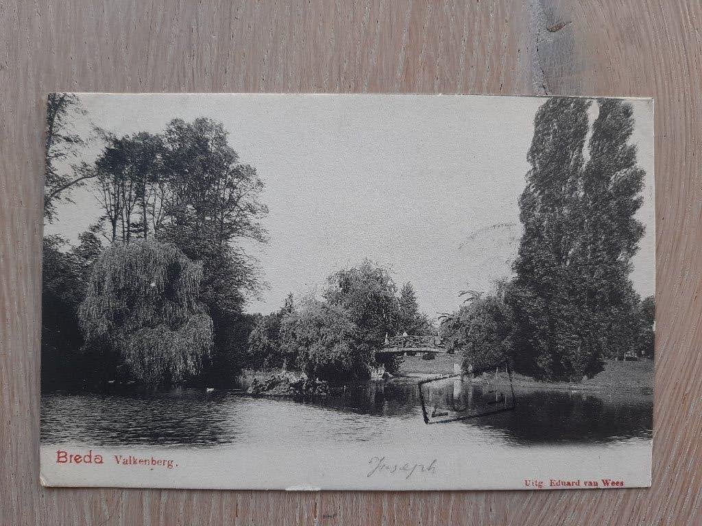 oude kaart Breda, Valkenberg, bruggetje, 1902, Ophalen of Verzenden, Voor 1920, Gelopen, Noord-Brabant