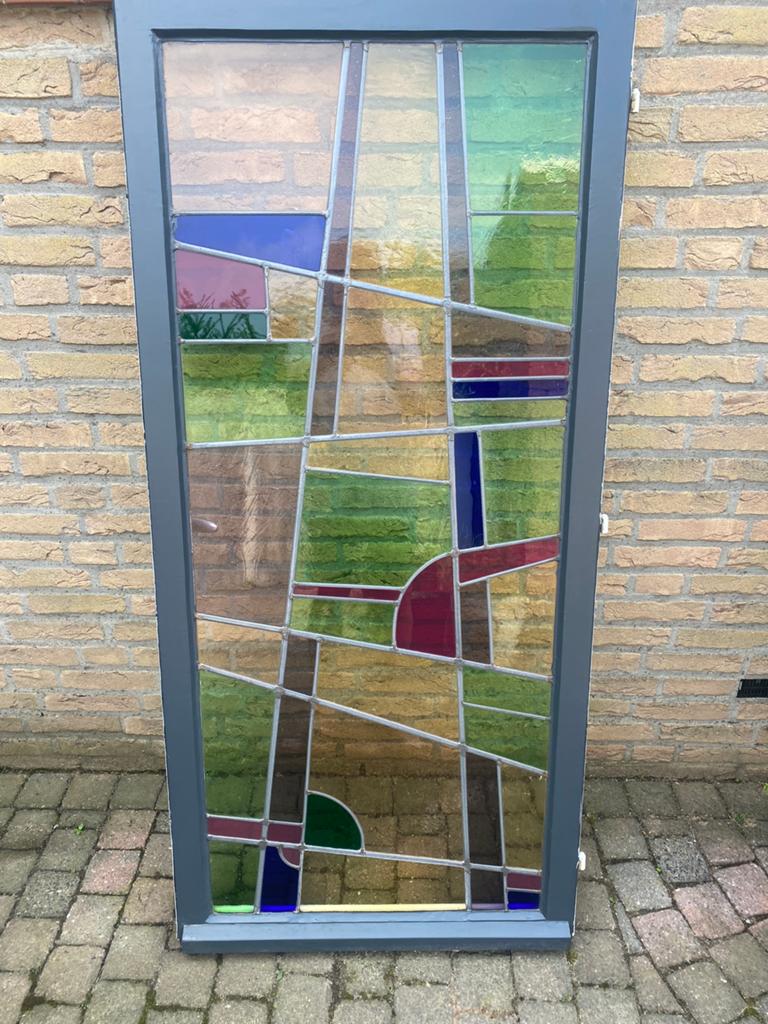 Glas in lood raam - zeer goede staat - 75 x 159cm, Ophalen, Gevelraam of Ruit, Gebruikt, Minder dan 80 cm