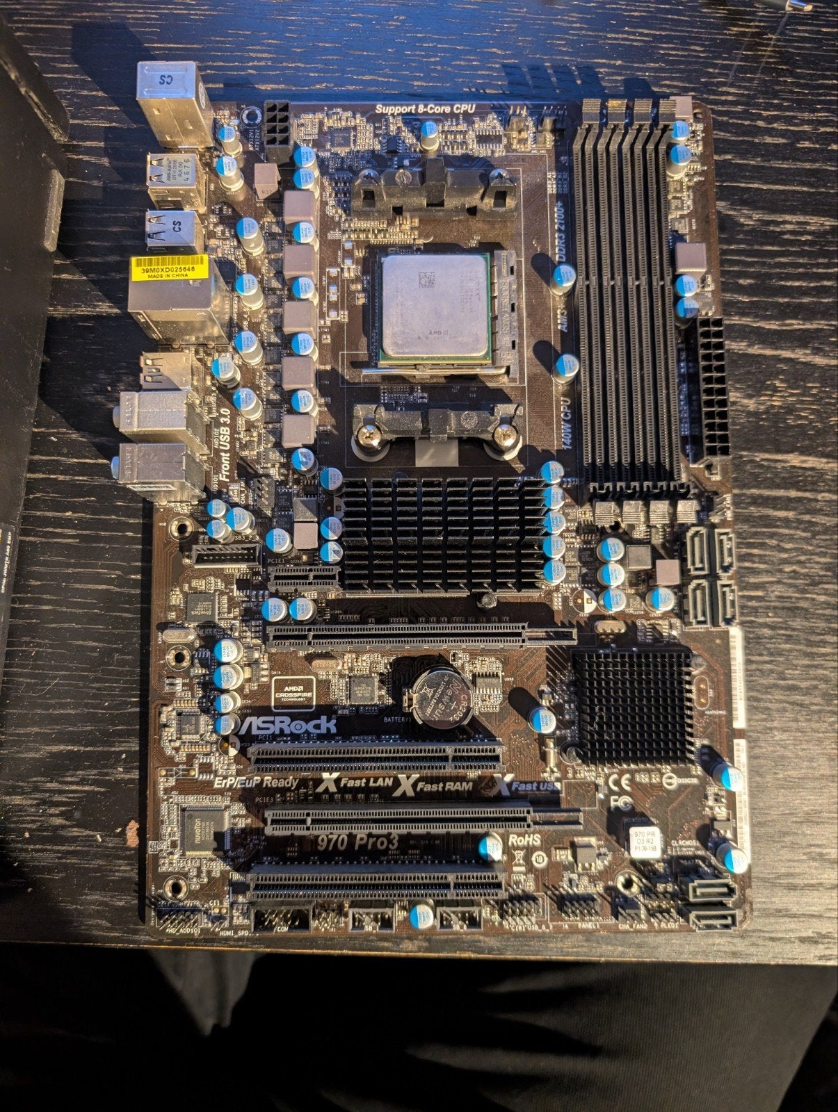 ASRock 970 Pro3 moederbord met AMD FX-8320 processor, 8-core, Gebruikt, AM3+, Ophalen of Verzenden