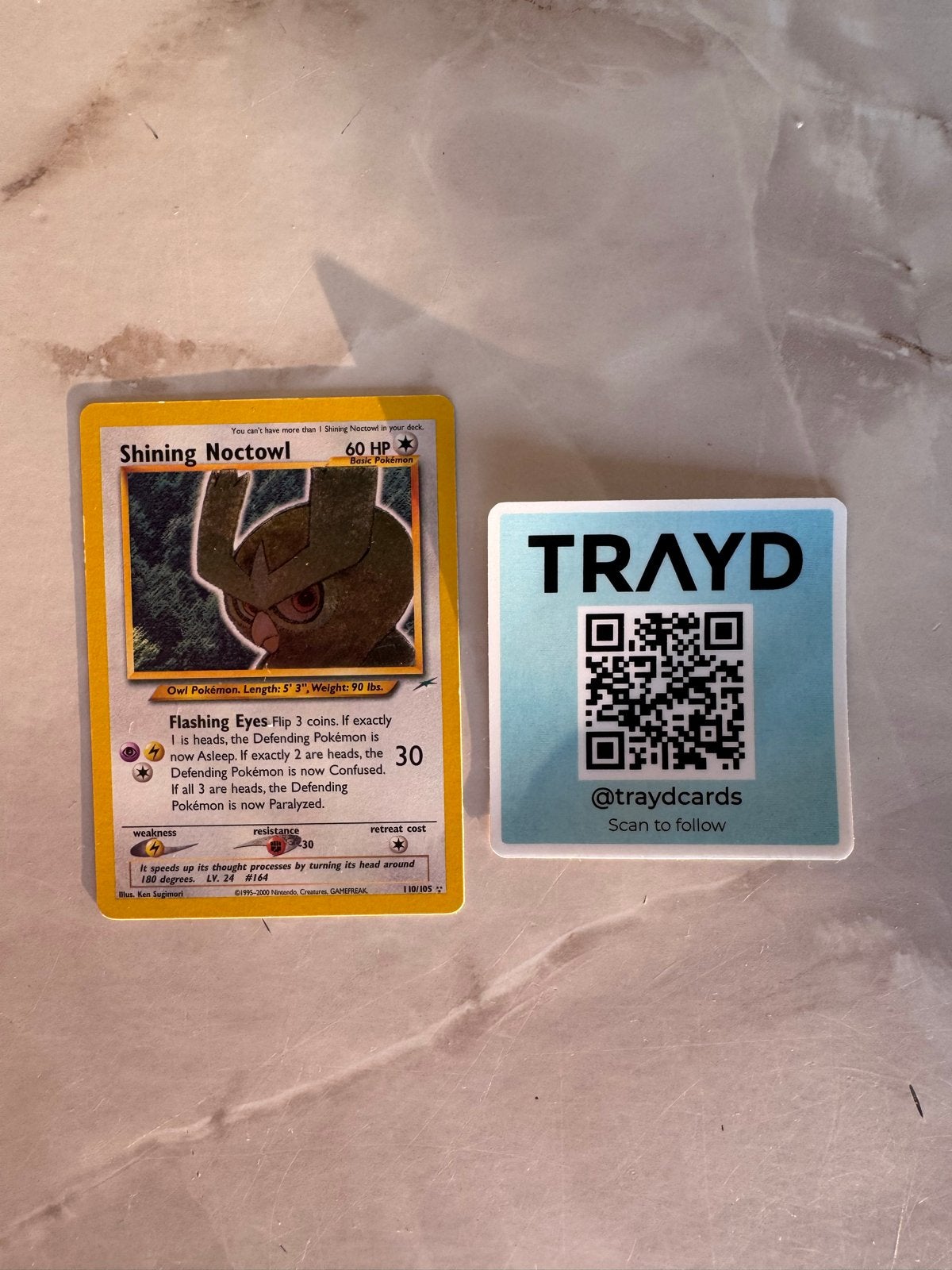 Shining Noctowl Pokémon Kaart 110/105 Neo Destiny, Ophalen of Verzenden, Gebruikt, Losse kaart, Foil