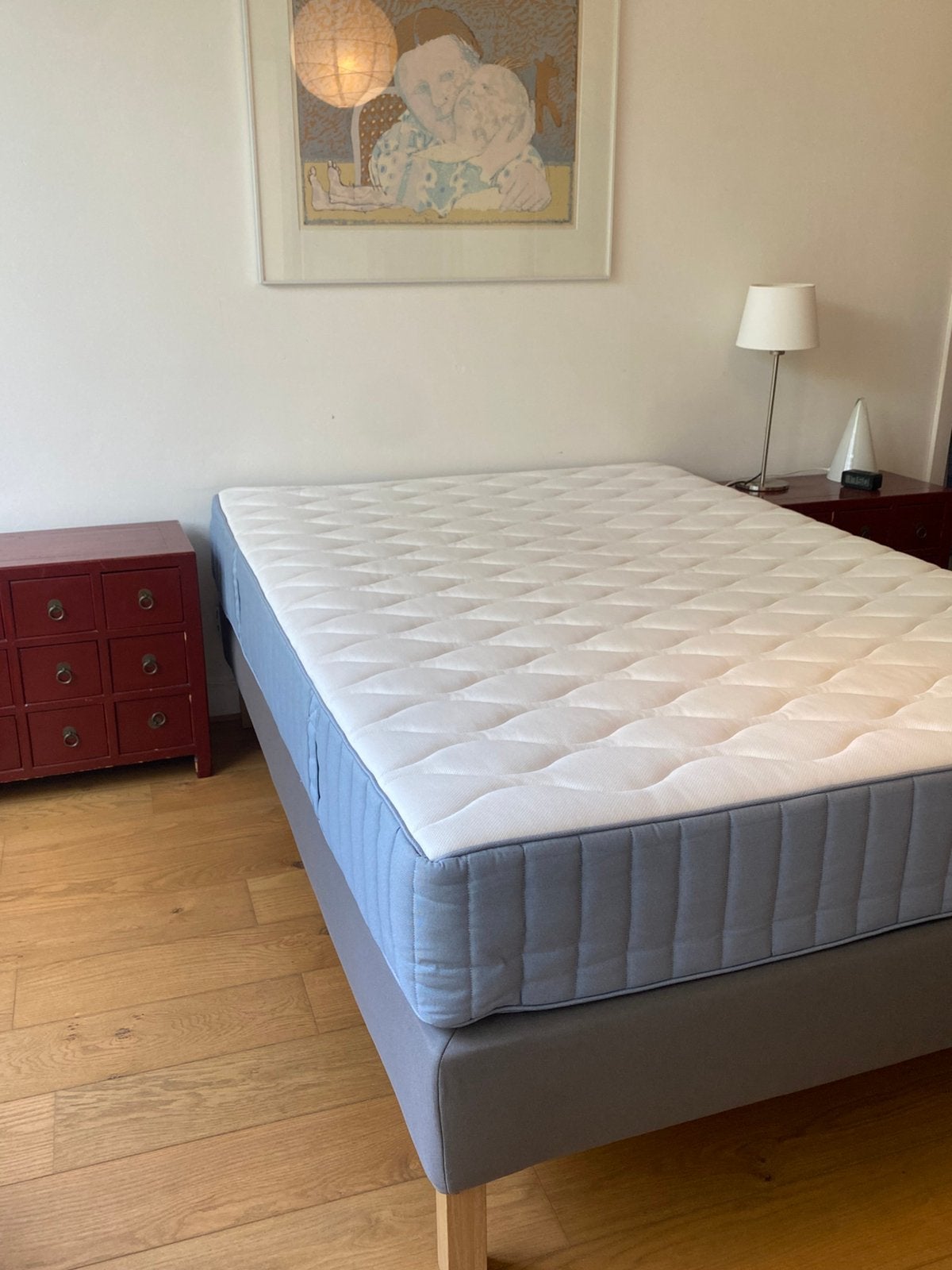 IKEA boxspring + matras 140x200, Huis en Inrichting, Slaapkamer | Boxsprings, Ophalen, Tweepersoons, 140 cm, Zo goed als nieuw