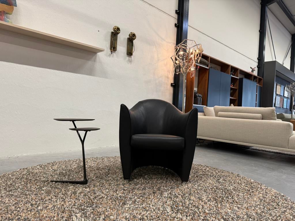 Nieuw Leolux Sjamaan Fauteuil Zwart leer Design stoel, Leolux, Nieuw, Ophalen of Verzenden, 50 tot 75 cm