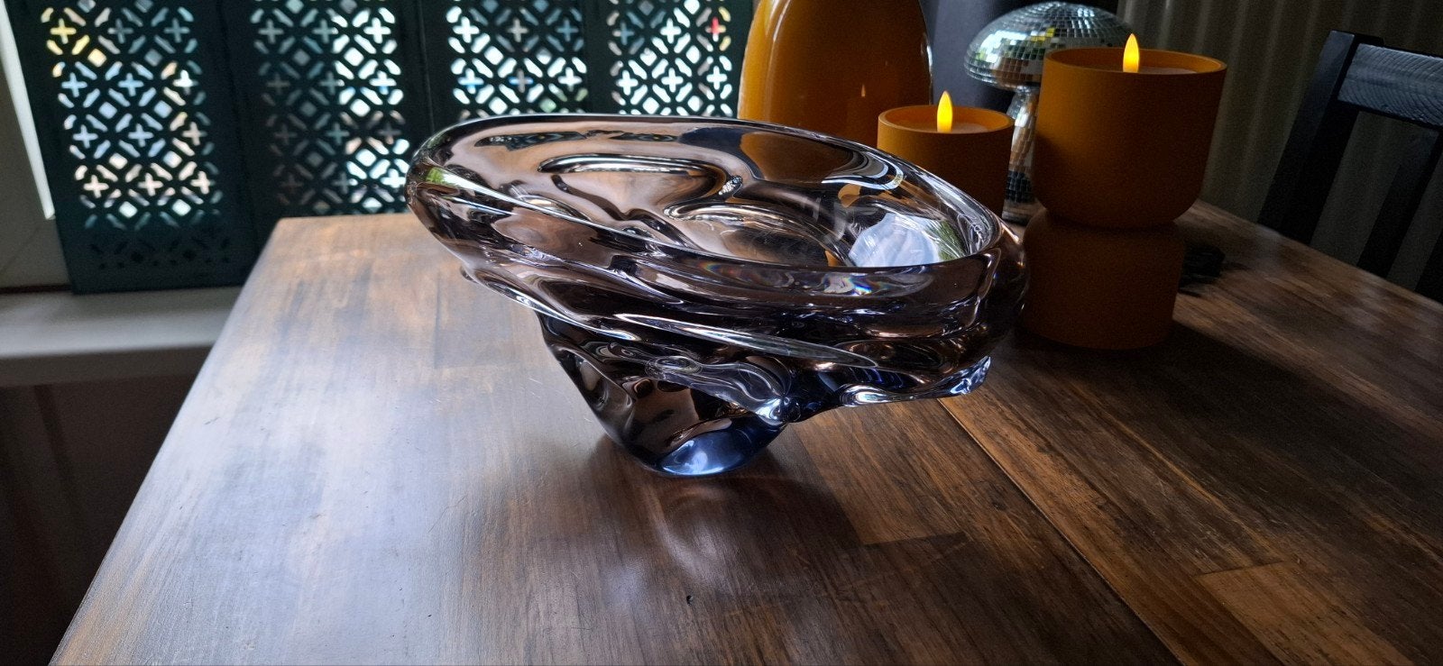 Murano schaal zeer mooi bruinig met paarse gloed in zeer goe, Ophalen of Verzenden