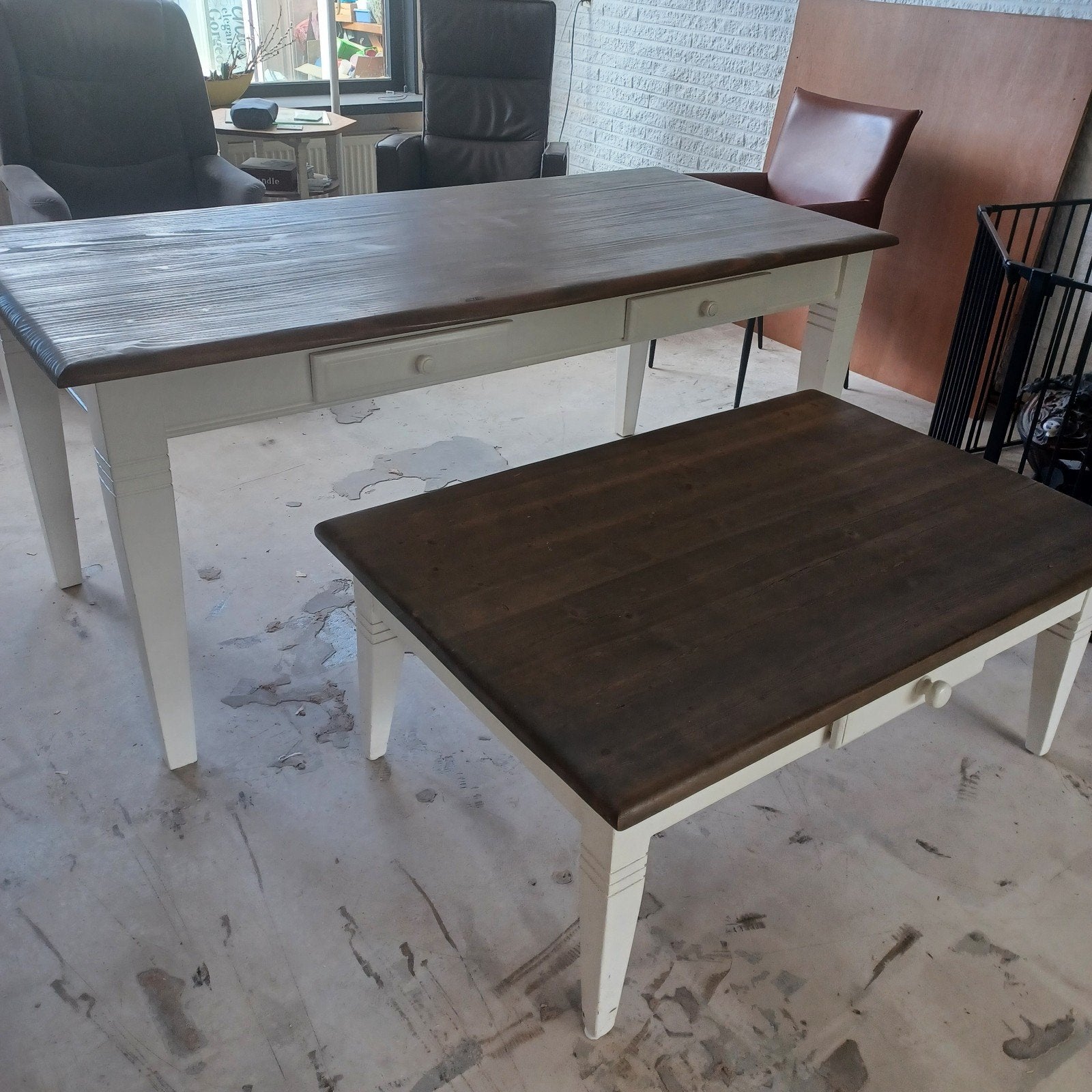 Eettafel en salontafel set, Ophalen, Gebruikt, 50 tot 100 cm, 150 tot 200 cm