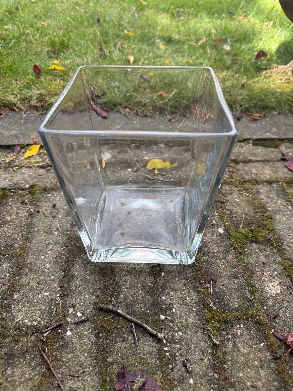 Glazen vierkante vaas - Decoratieve bloemenvaas, Huis en Inrichting, Woonaccessoires | Vazen, Ophalen, Gebruikt, Transparant, Glas
