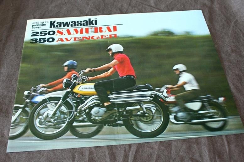 Kawasaki 250 A1 Samurai 350 A7 Avenger motorfiets folder, Ophalen of Verzenden, Kawasaki
