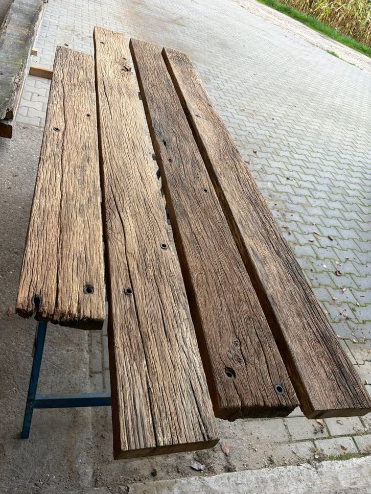 Oude eiken geborstelde planken, Ophalen, Gebruikt, 25 tot 50 mm, Eiken